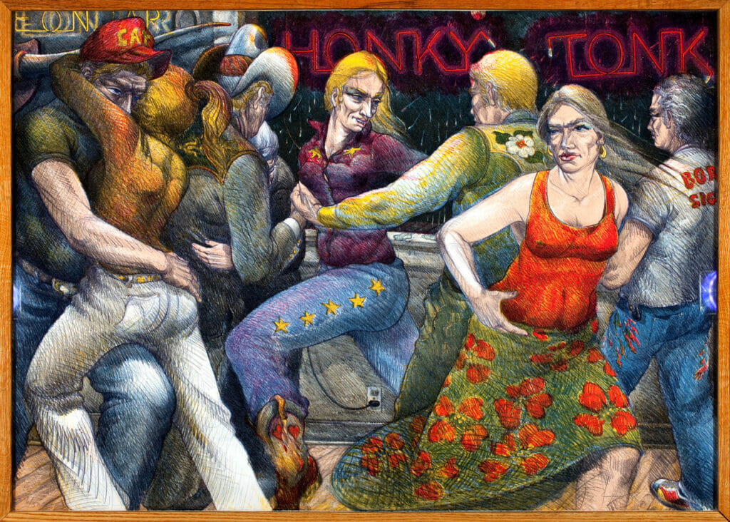 Honky Tonk. Artist: Luis Alfonso Jiménez. Date: 1981. Medium: lithograph with glitter.