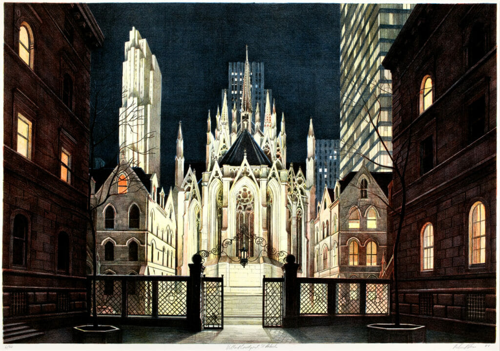 Village Courtyard, St.Patrick’s. Artist: Richard Haas. Date: 1983. Medium: lithograph.