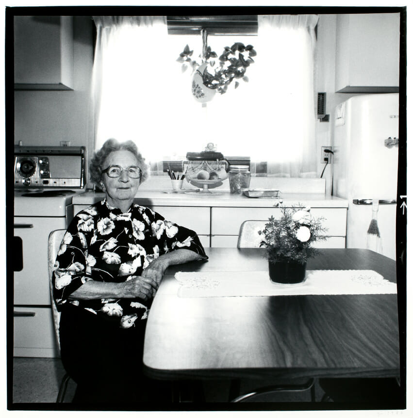 Thecla Bertsche Keeps Busy and Has a Very Tidy House, St. Nazianz, Wisconsin. Artist: J. Shimon and  J. Lindemann. Date: 1986. Medium: gelatin silver print.