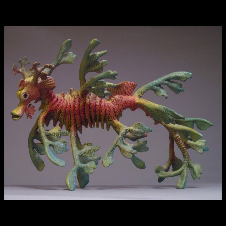 ceramic sculpture of a seahorse