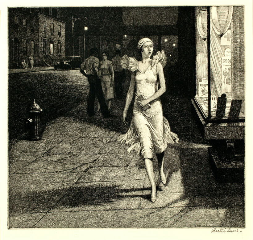 Night in New York. Artist: Martin Lewis. Date: 1926. Medium: etching.