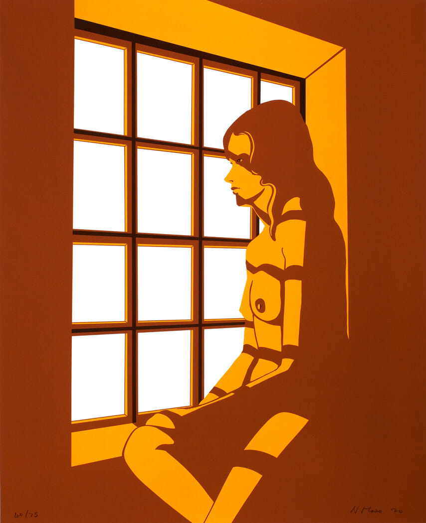 Girl at Window. Artist: Nicholas Monro. Date: 1970. Medium: screenprint.