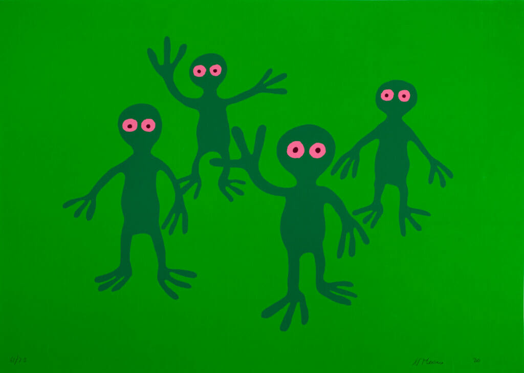 Green Figures. Artist: Nicholas Monro. Date: 1970. Medium: screenprint.