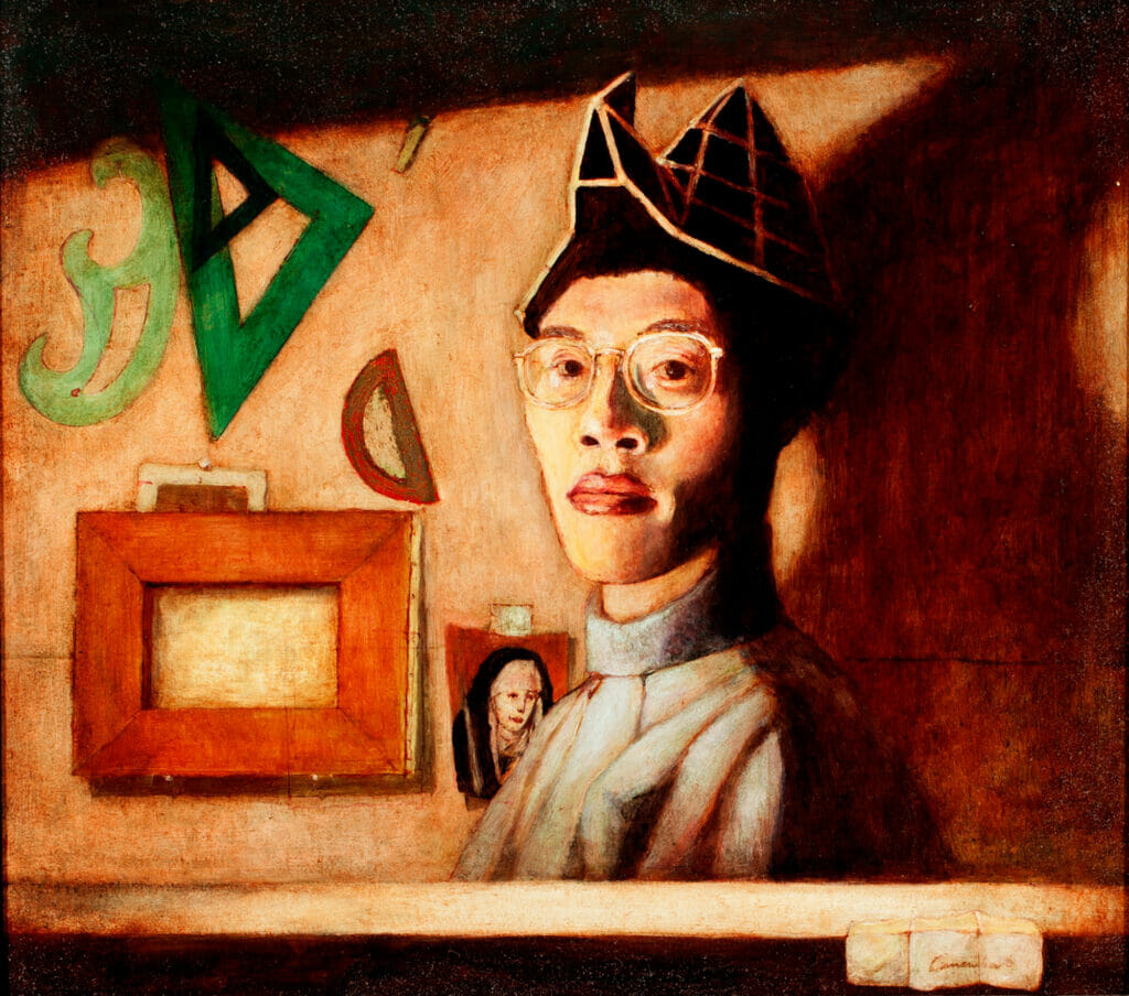 Self-Portrait. Artist: Phuong Nguyen. Date: 1995. Medium: oil on Masonite.