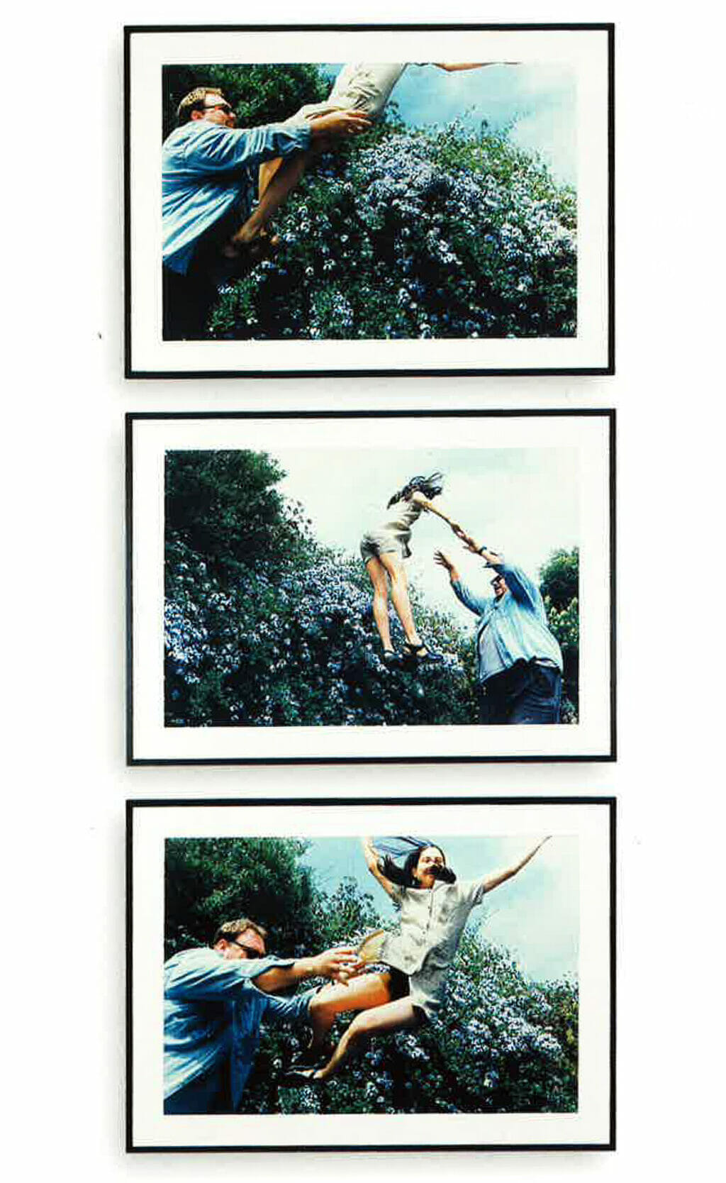 Tossing a Friend (Melinda) (1, 2, and 3). Artist: Martin Kersels. Date: 1996. Medium: C-prints on Fujiflex.