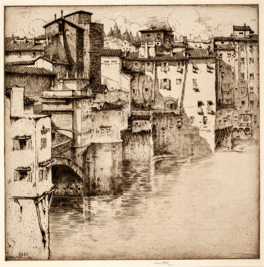 Florentine Roofs. Artist: Ernest David Roth. Medium: etching.