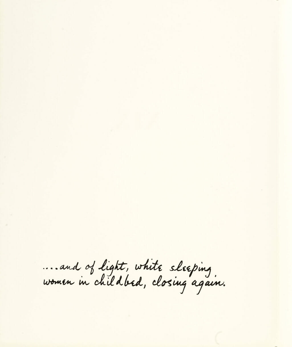 of light, white, sleeping women in childbed (text). Artist: Ben Shahn. Date: 1968. Medium: lithograph.