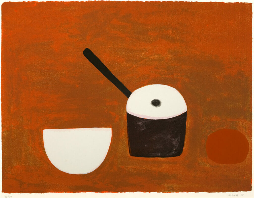 White Bowl, Black Pan on Brown. Artist: William Scott. Date: 1970. Medium: screenprint.