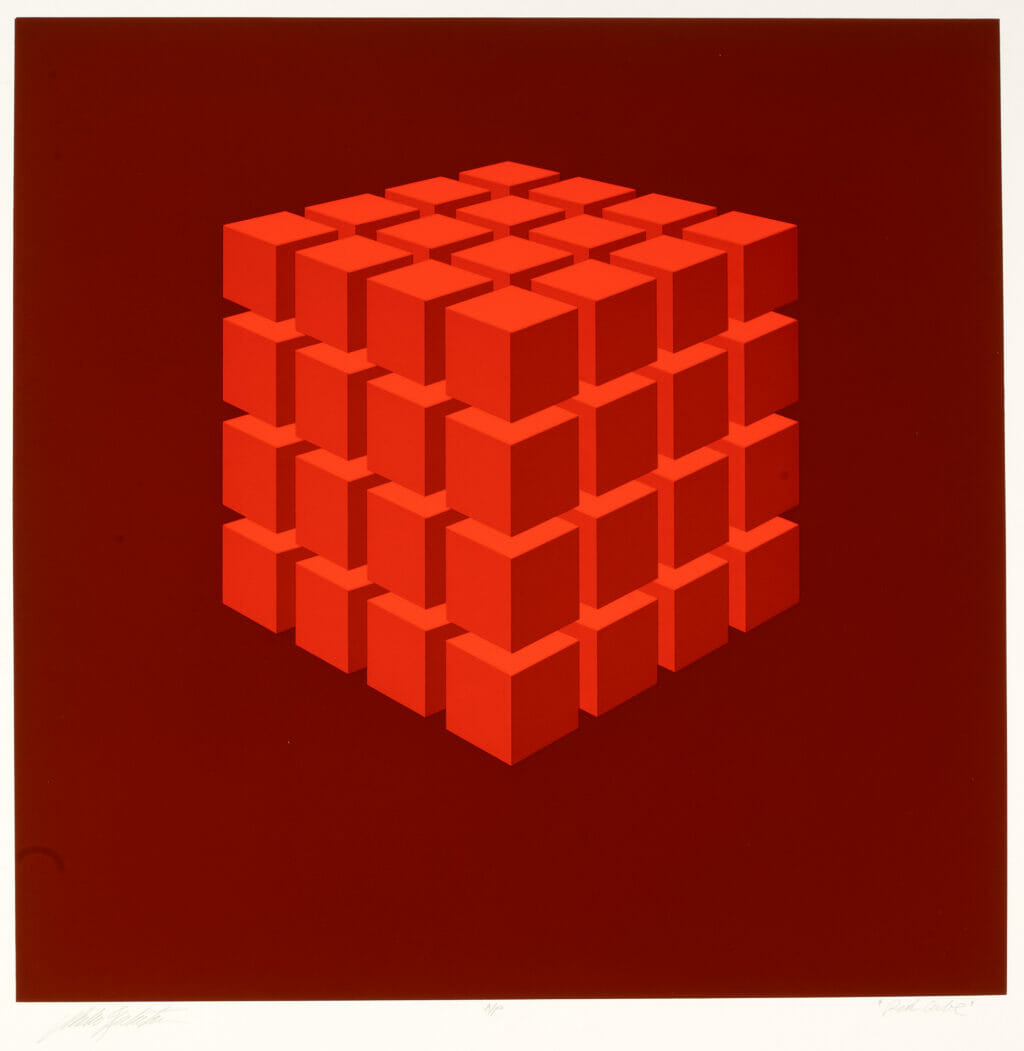 Red Cube. Artist: Marko Spalatin. Date: 1970. Medium: screenprint.