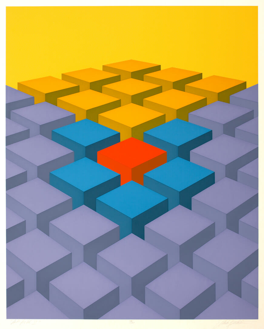 Cube Field IX. Artist: Marko Spalatin. Date: 1970. Medium: screenprint.