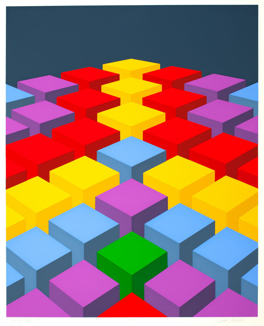 Cube Field X. Artist: Marko Spalatin. Date: 1970. Medium: screenprint.