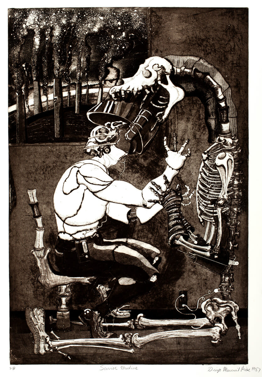 Savior Machine. Artist: Diego Marcial Rios. Date: 1987. Medium: etching and engraving on mezzotint.