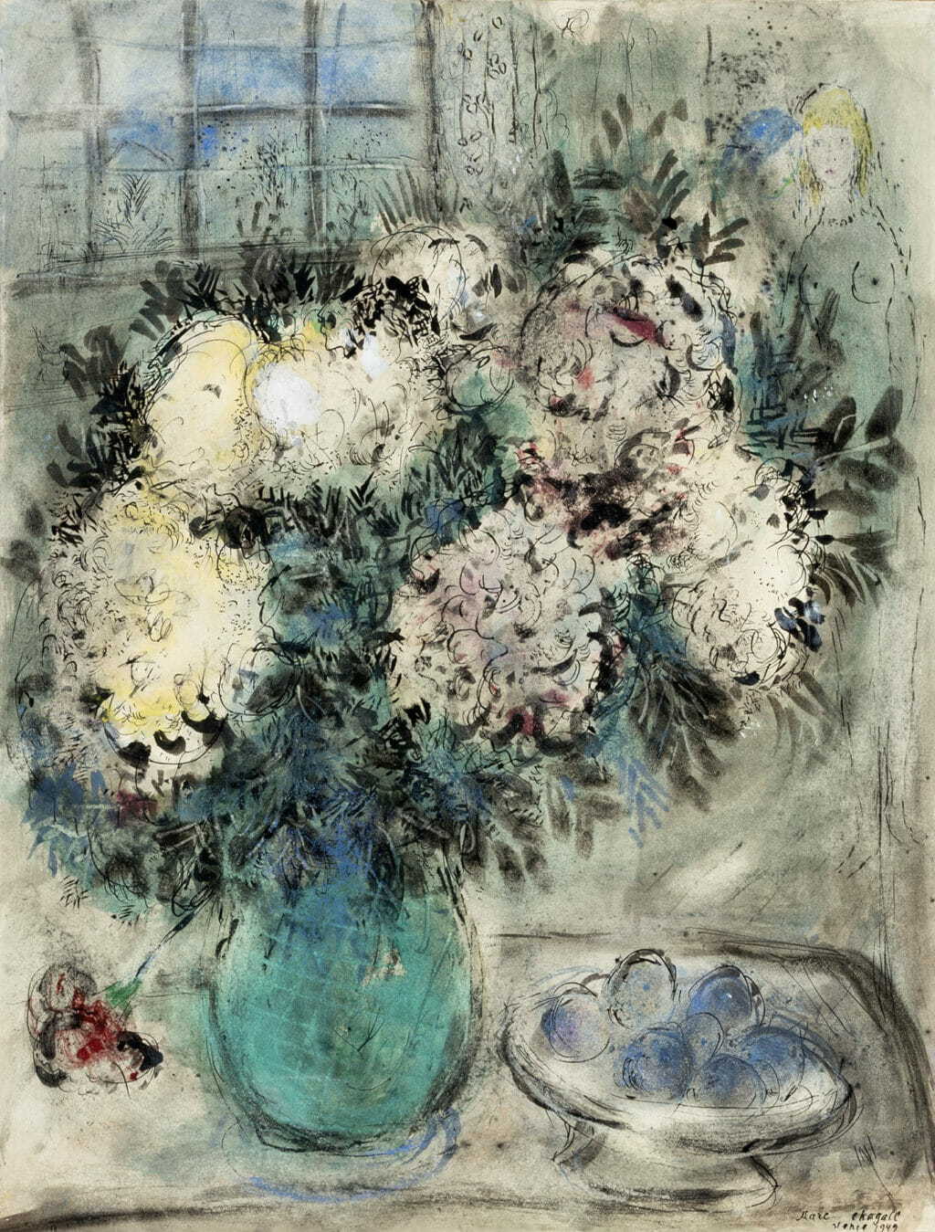 Chrysanthemums. Artist: Marc Chagall. Date: 1949. Medium: gouache, ink, and pastel on paper.