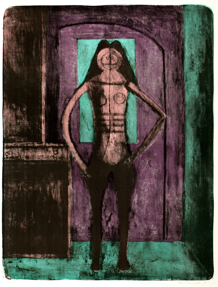 Femme au collant noir / Mujer con mallas negras / Woman with Black Stockings. Artist: Rufino Tamayo. Date: 1969. Medium: litografía sobre papel / lithograph on paper.