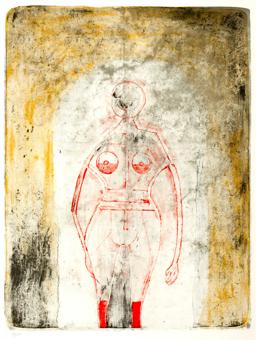 Femme en rouge / Mujer en rojo / Woman in Red. Artist: Rufino Tamayo. Date: 1969. Medium: litografía sobre papel / lithograph on paper.