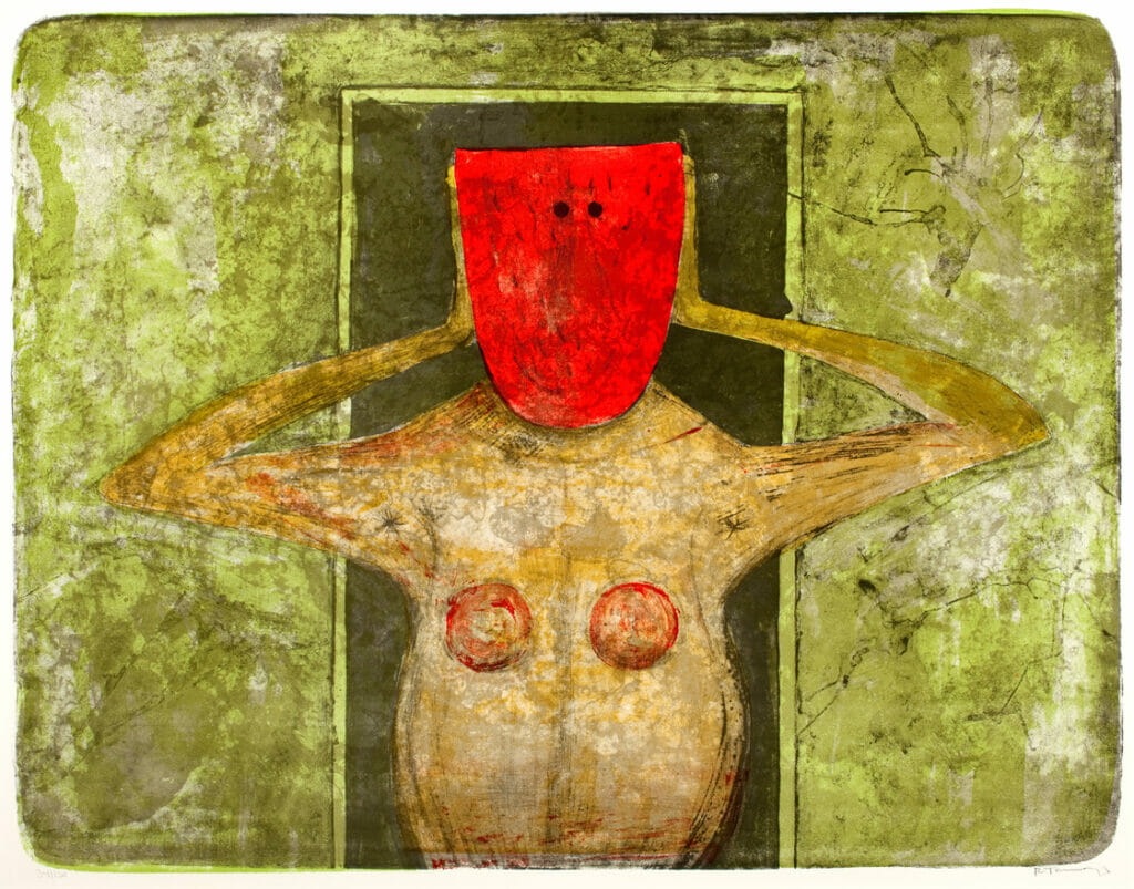 Masque rouge / Máscara roja / Red Mask. Artist: Rufino Tamayo. Date: 1969. Medium: litografía sobre papel / lithograph on paper.