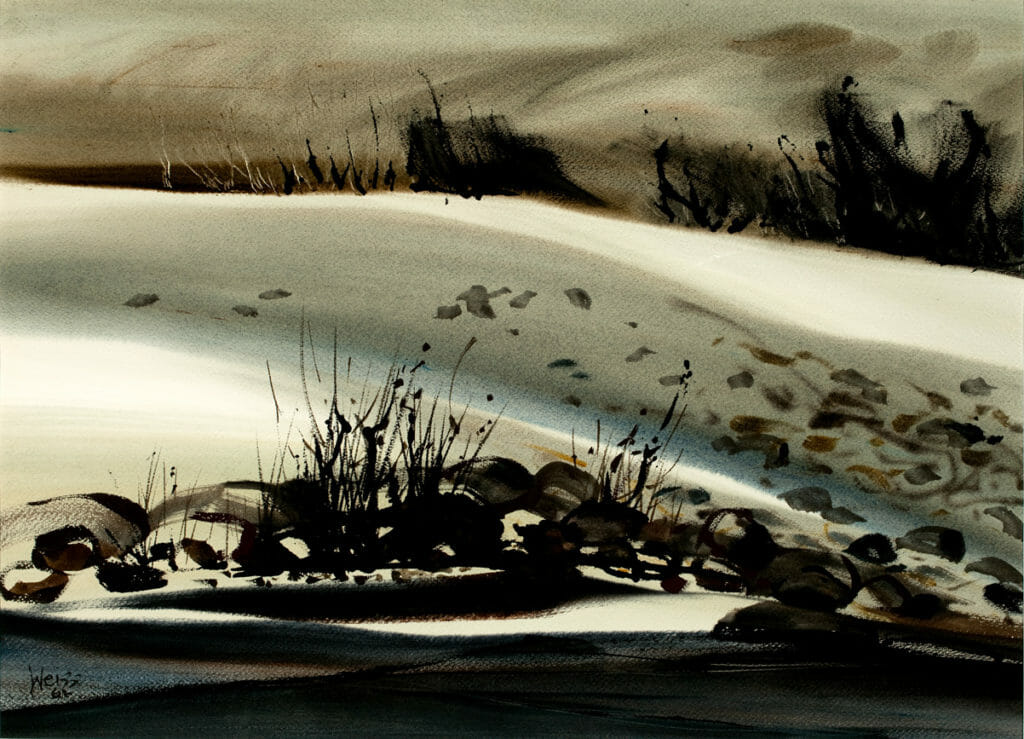 Winter Landscape. Artist: Lee Weiss. Date: 1962. Medium: watercolor.