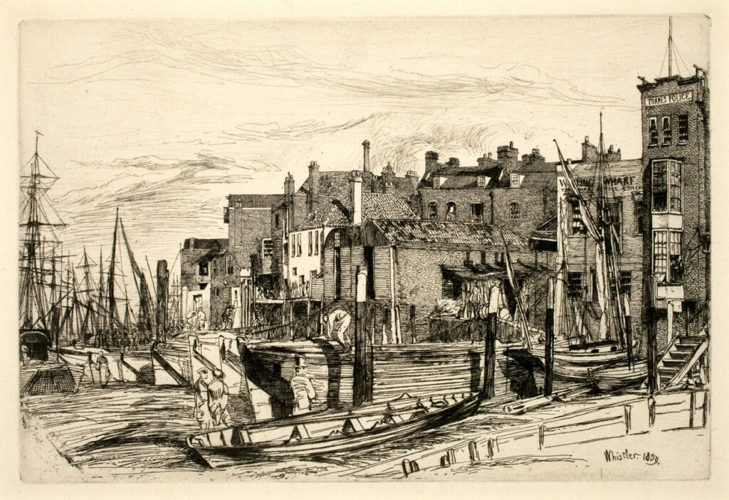 Wapping Wharf. Artist: James Abbott McNeill Whistler. Date: 1859. Medium: etching.