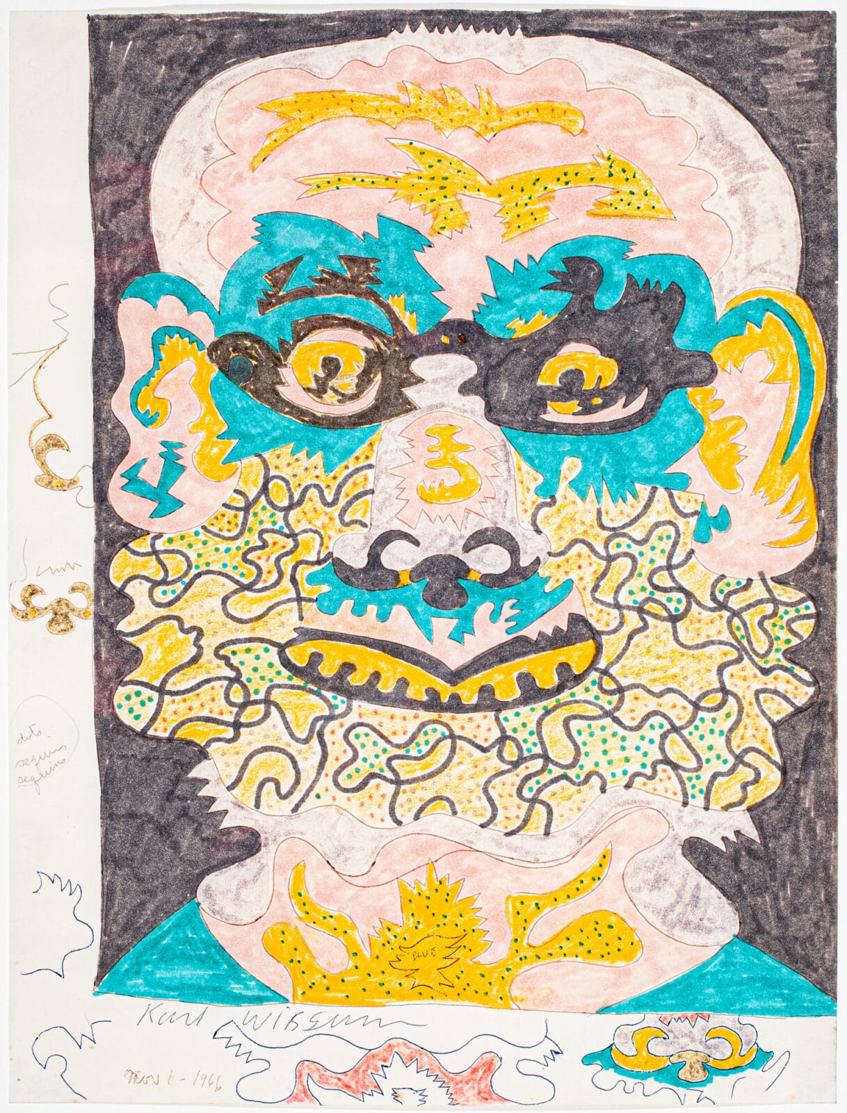 Untitled (Head of a Bearded Man). Artist: Karl Wirsum. Date: 1966. Medium: mixed media.