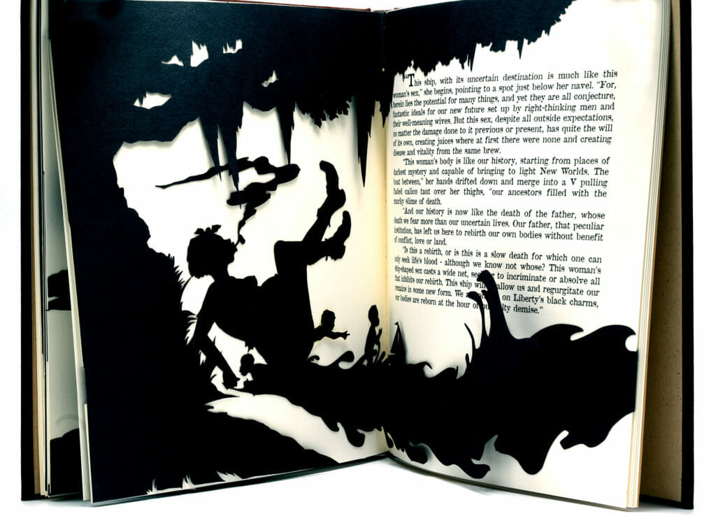 Freedom, a Fable: A Curious Interpretation of the Wit of a Negress in Troubled Times. Artist: Kara Walker. Date: 1997. Medium: artist's book of offset lithographs and five laser-cut, pop up silhouettes on wove paper.