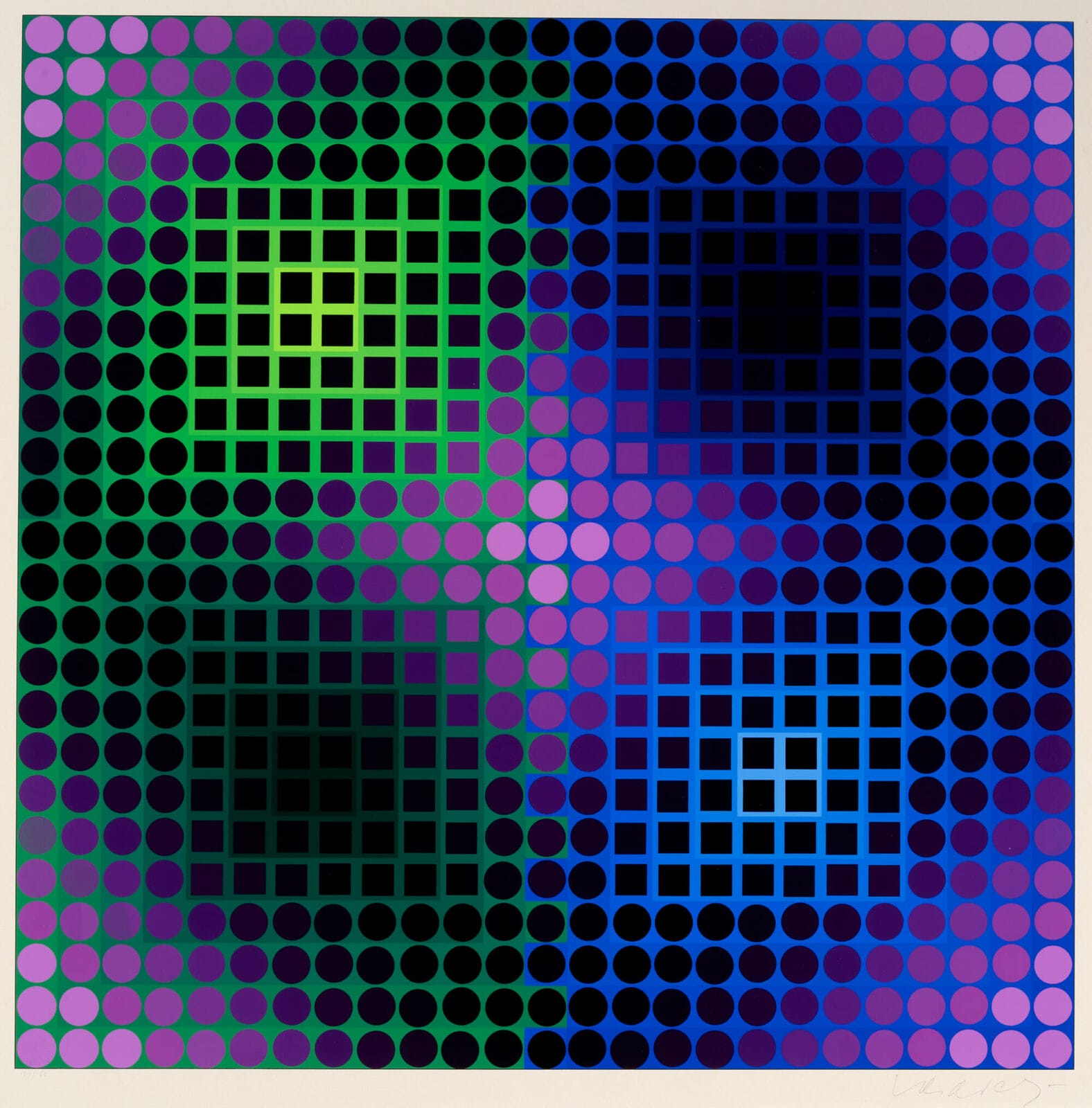 Untitled from Permutations (Purple/Green). Artist: Victor Vasarely. Date: 1968. Medium: screenprint.