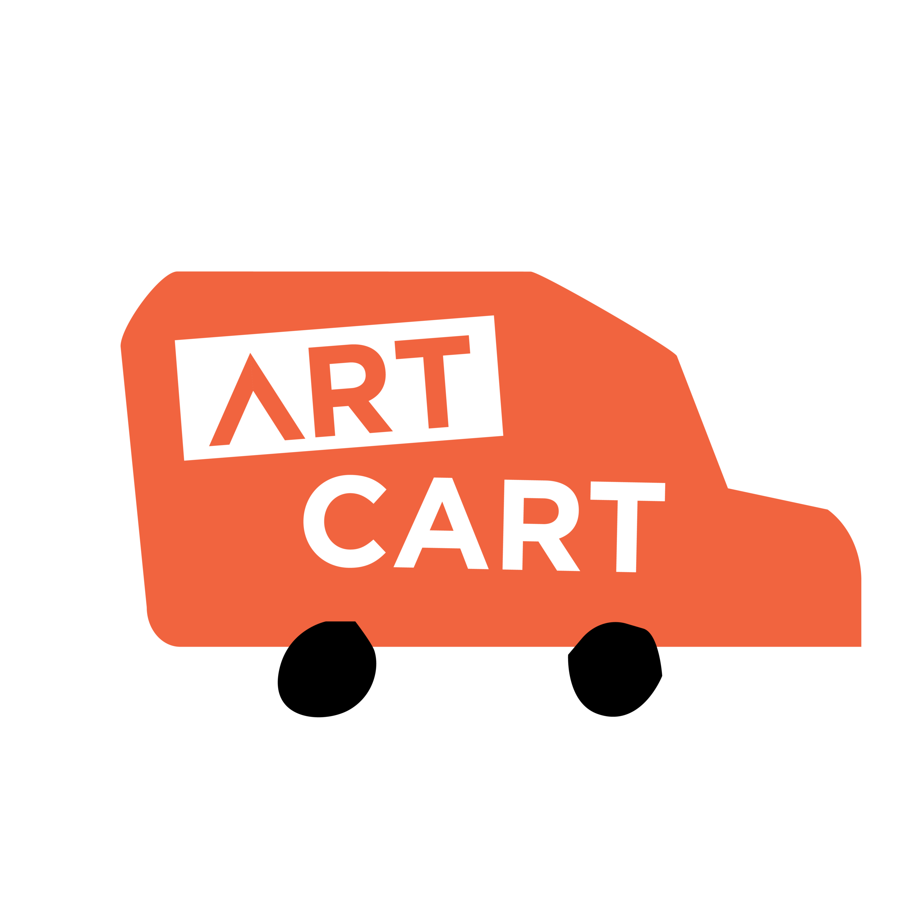 Art Cart designed logo in a mini-van shape.