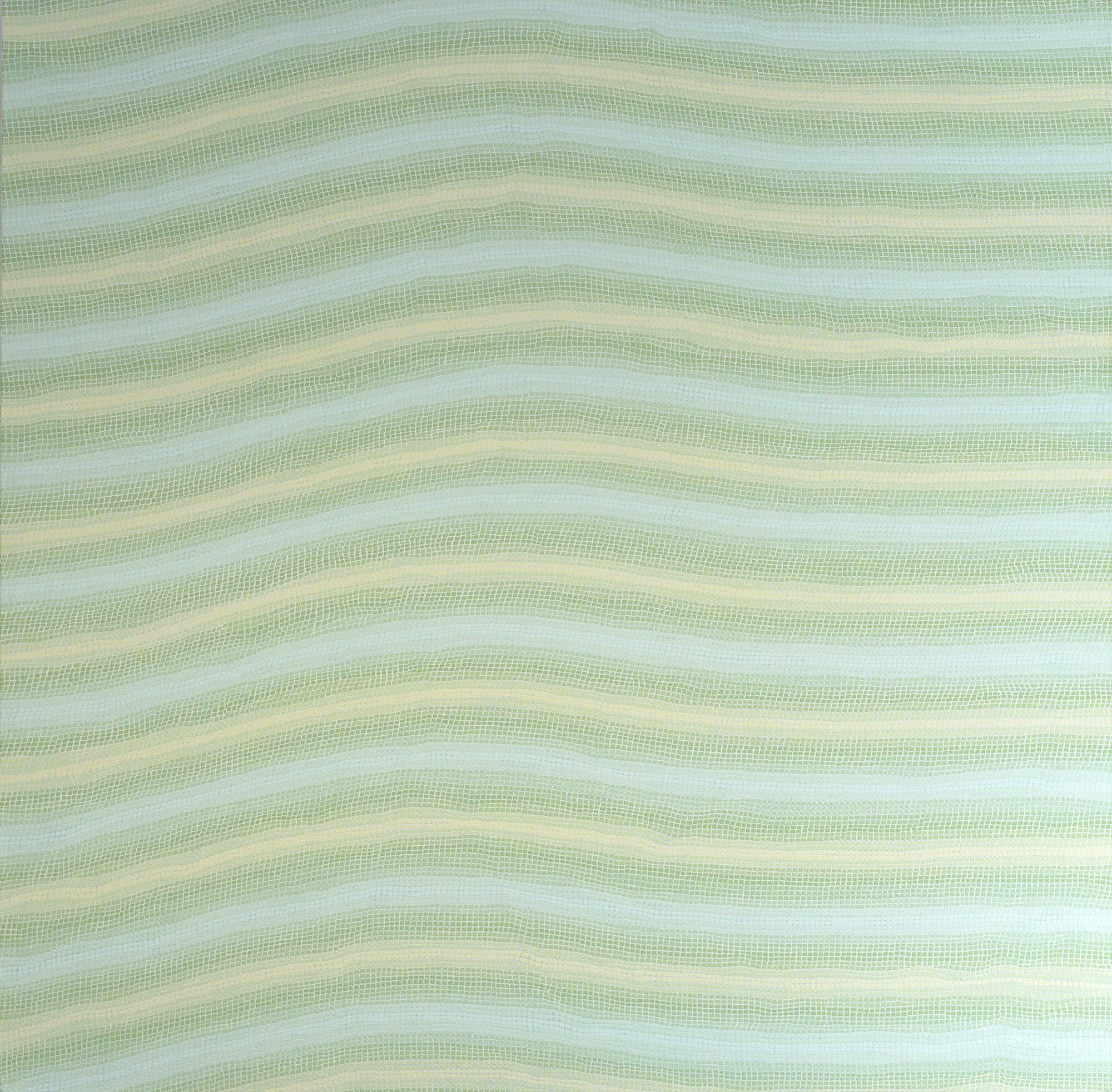 Artwork with wavy lines formed by dots.