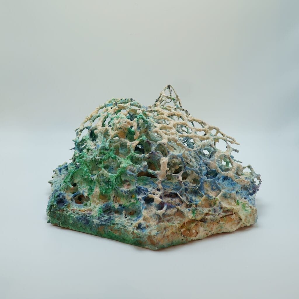 Untitled. Artist: Sam Gilliam. Date: 1979. Medium: wooden hexagon with chicken wire and cast paper.