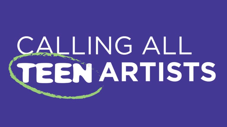 A graphic with a purple background and white text reading "Calling All Teen Artists"