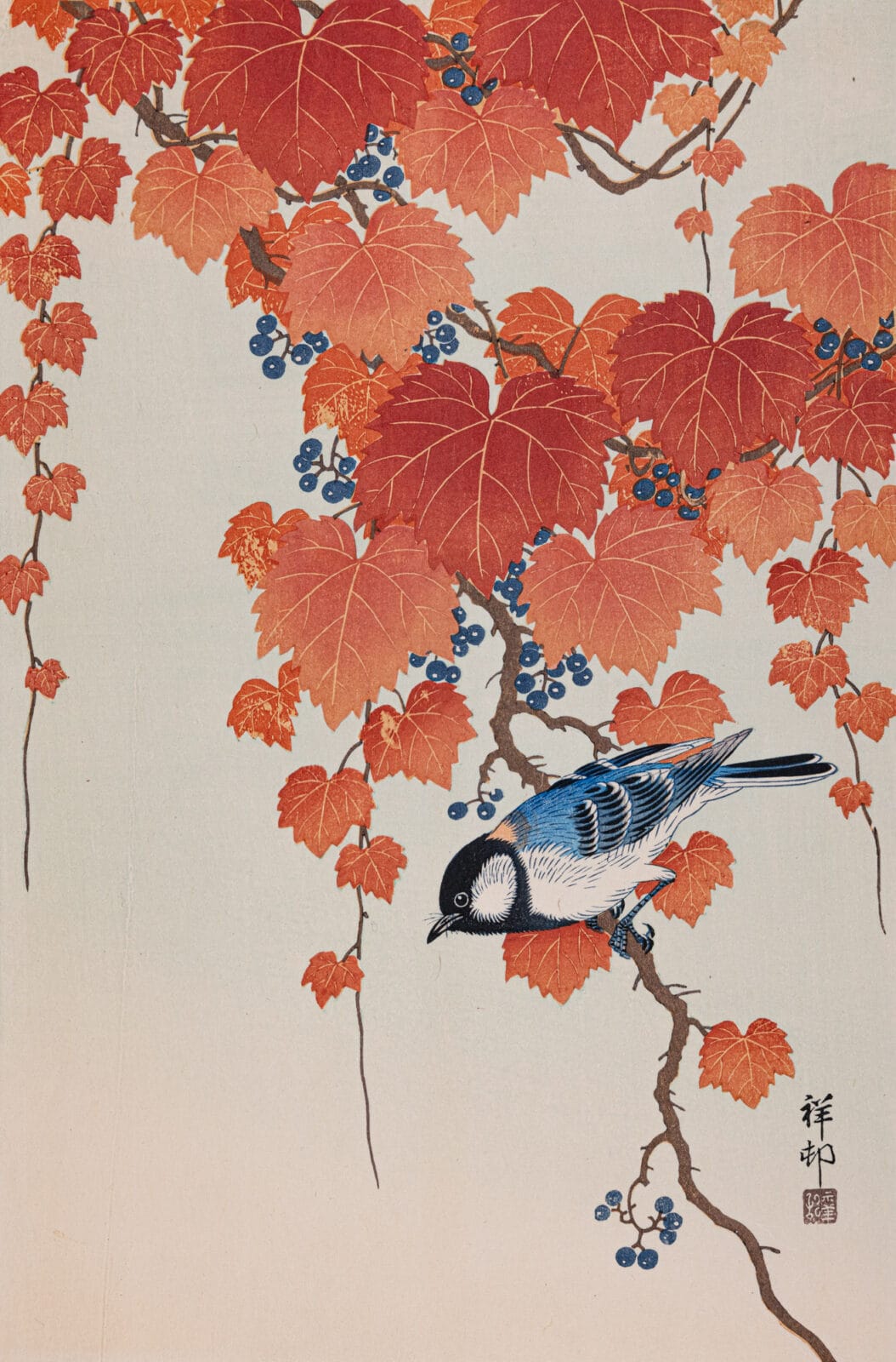 Tit on Paulownia. Artist: Ohara Koson. Date: 1934. Medium: woodblock.